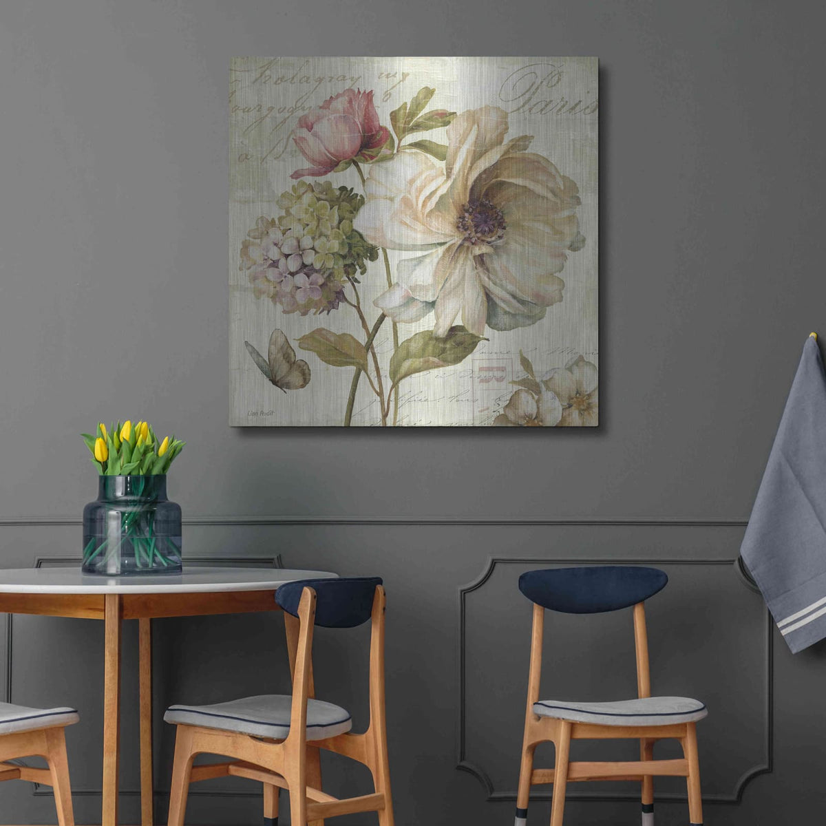 'Marche de Fleurs' by Lisa Audit – Metal Wall Art, 36x36 room view