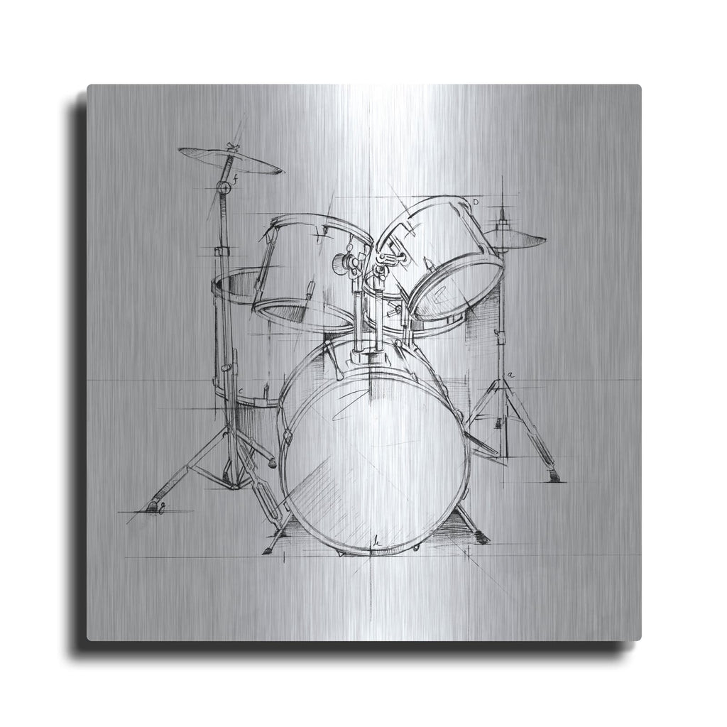 'Drum Sketch' by Ethan Harper – Metal Wall Art