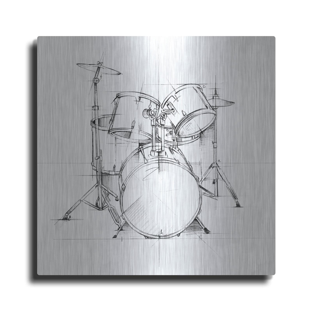 'Drum Sketch' by Ethan Harper – Metal Wall Art