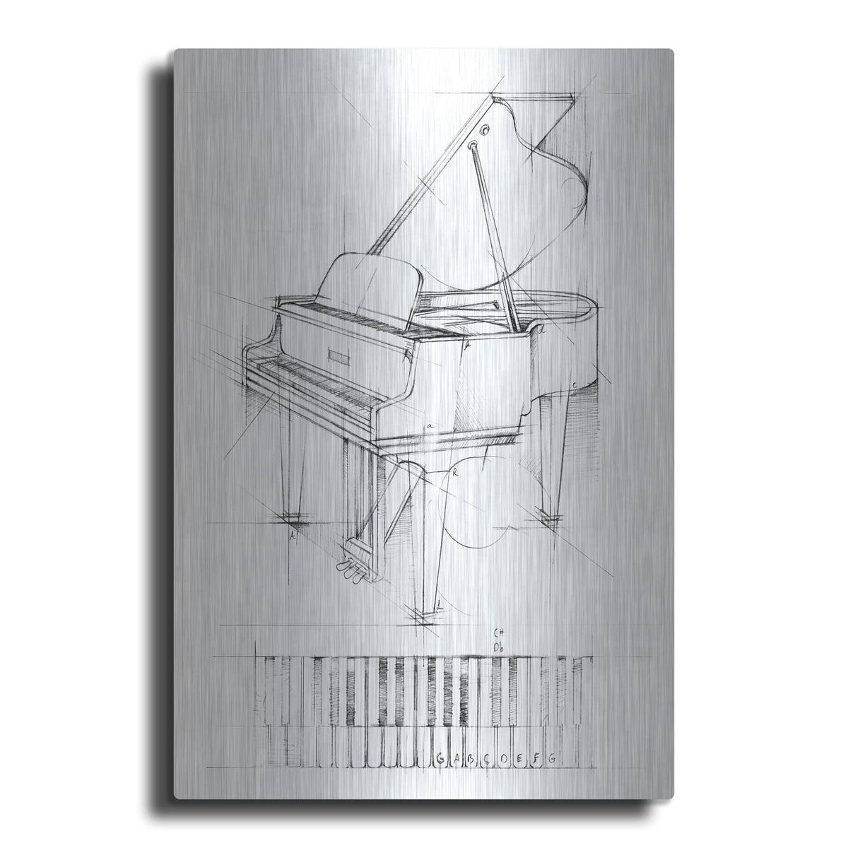 'Piano Sketch' by Ethan Harper – Metal Wall Art
