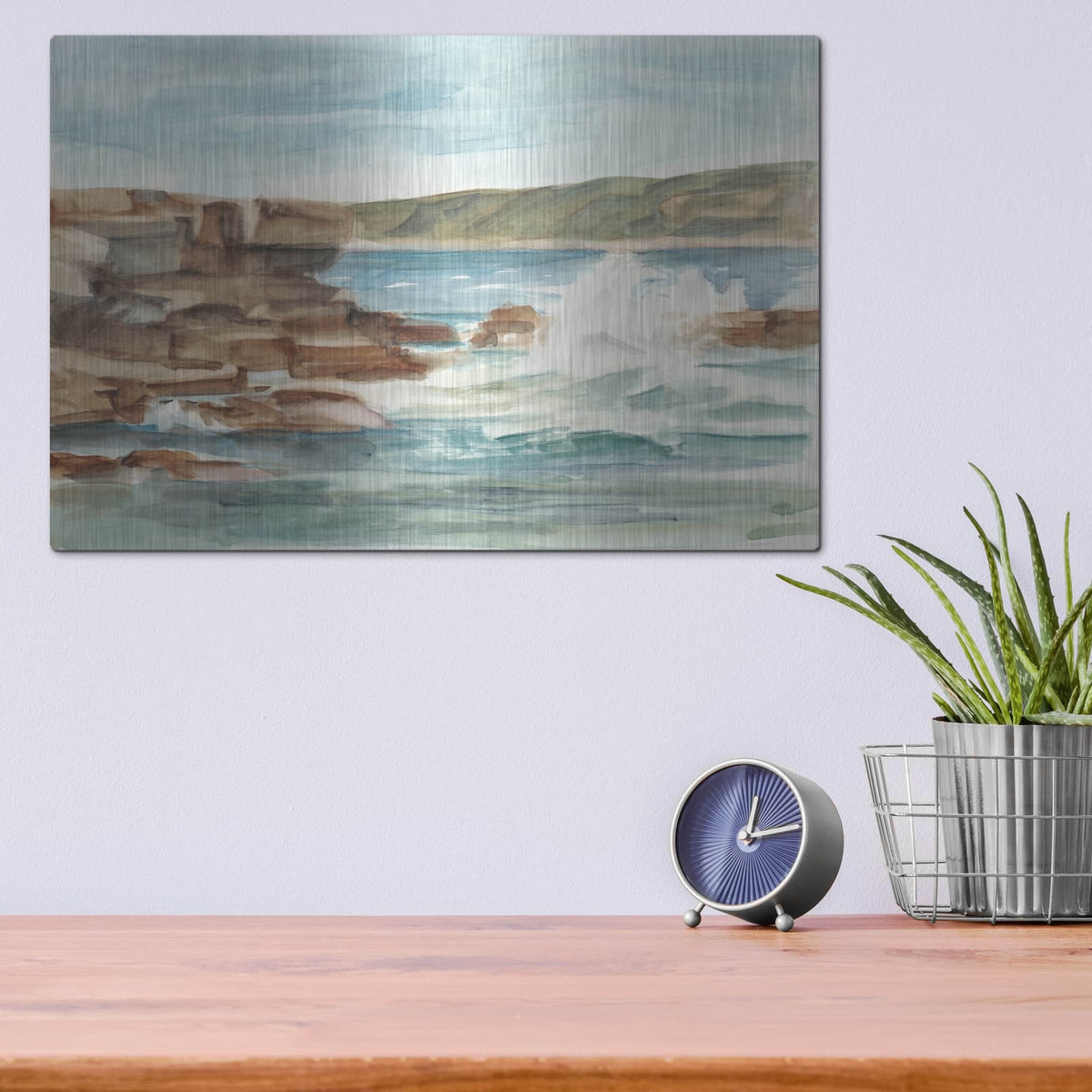 'Coastal Watercolor III' by Ethan Harper – Metal Wall Art, 16x12 room view