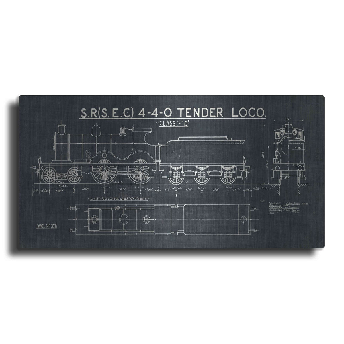 'Train Blueprint II' by Wild Apple Portfolio – Metal Wall Art
