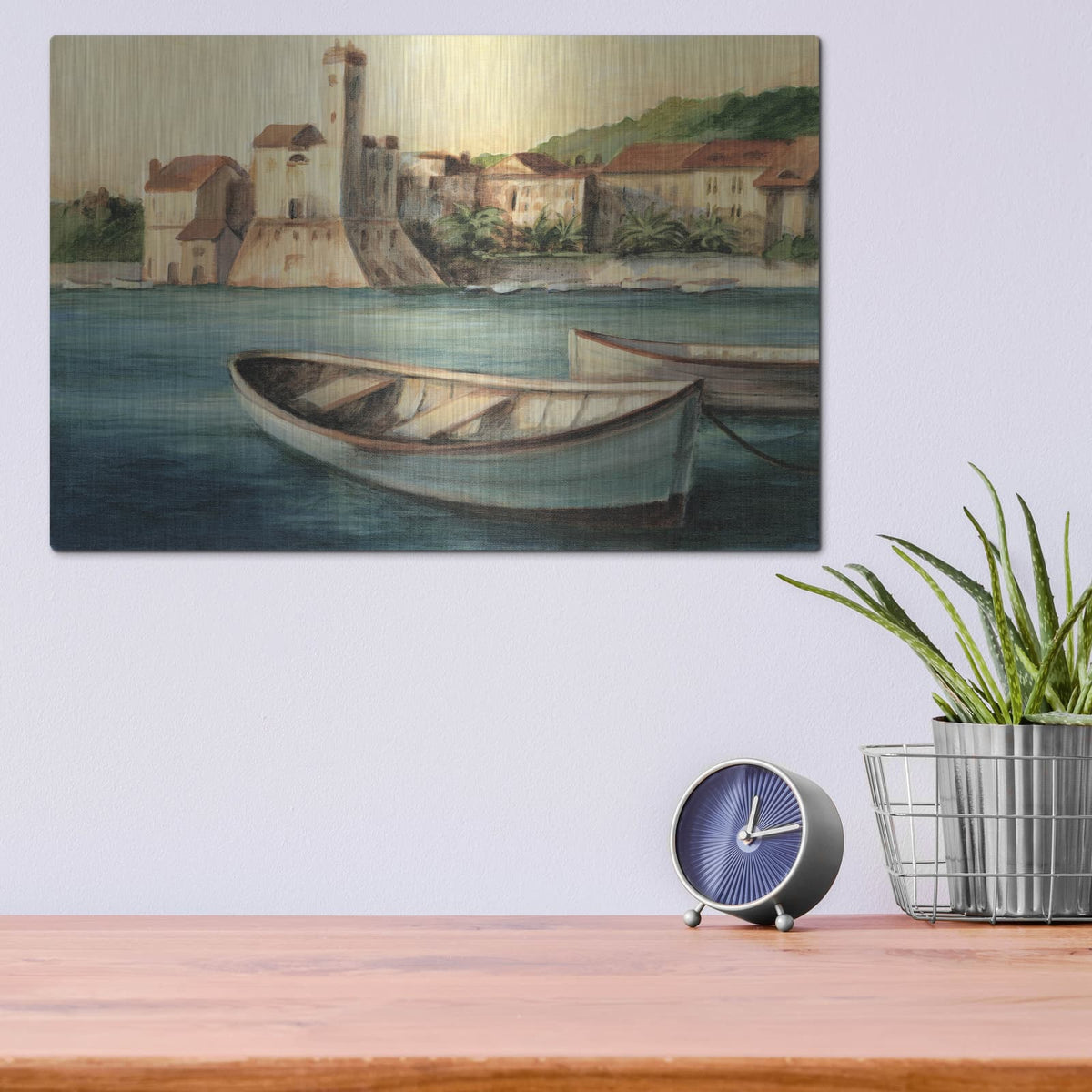 'Mediterranean Harbor II' by Ethan Harper – Metal Wall Art, 16x12 room view