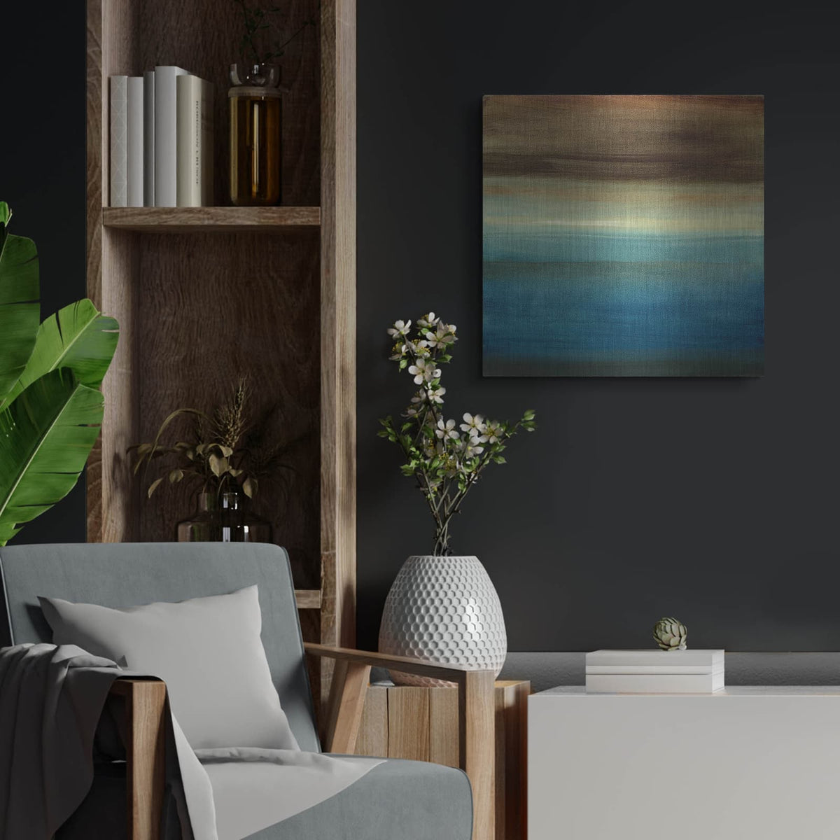 'Abstract Horizon III' by Ethan Harper – Metal Wall Art, 24x24 room view