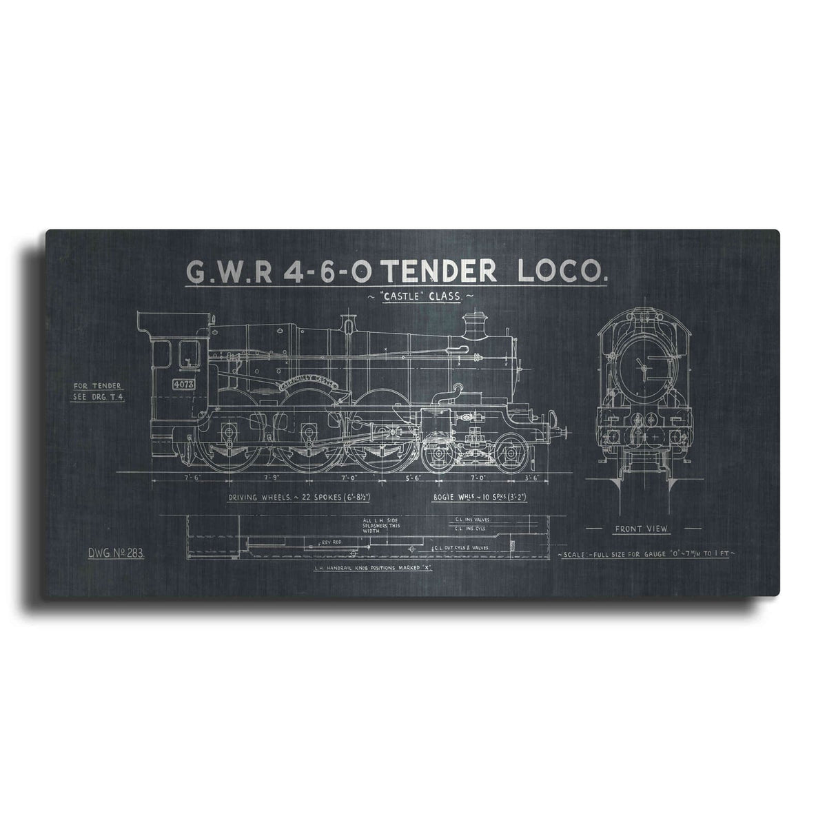'Train Blueprint III' by Wild Apple Portfolio – Metal Wall Art
