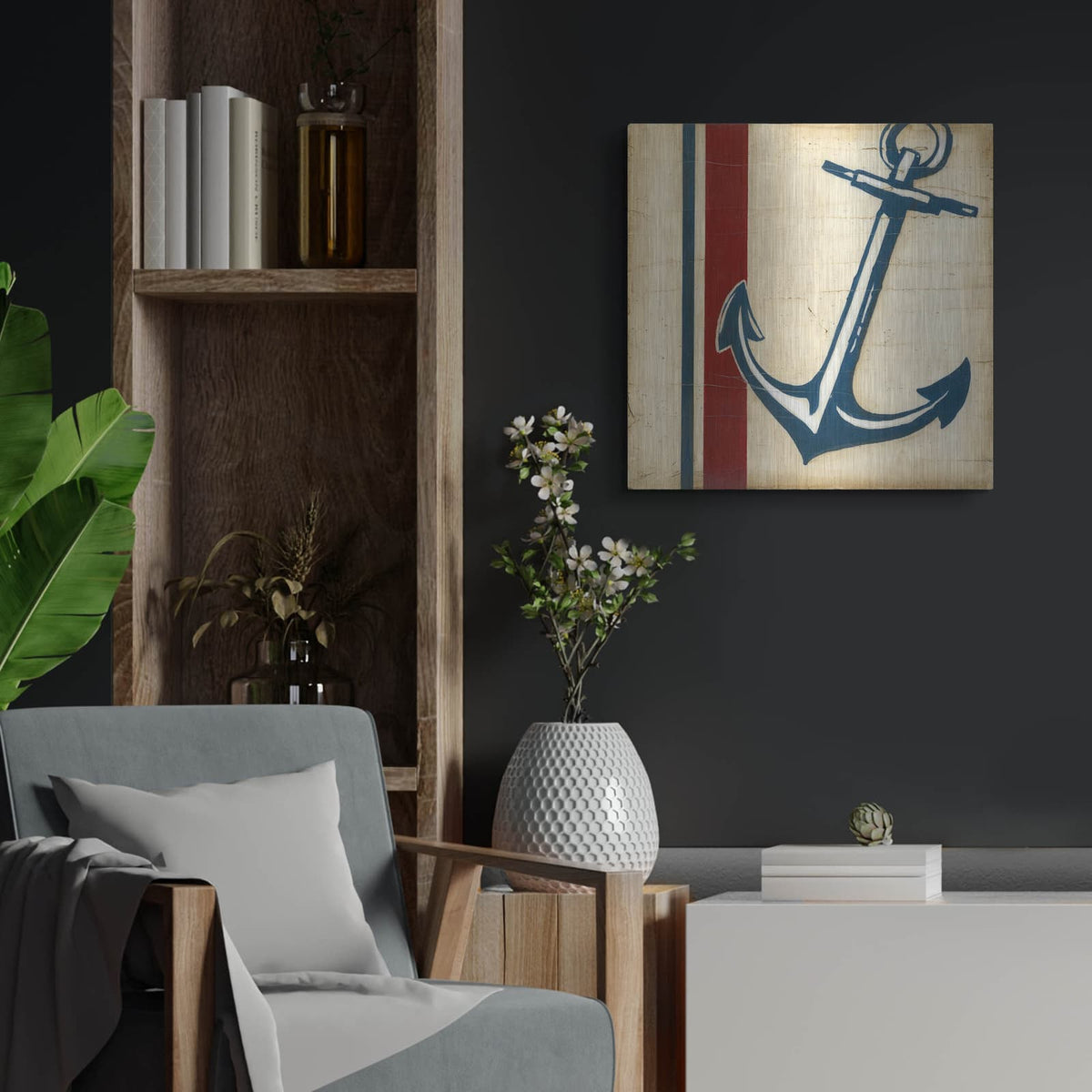'Americana Captain's Anchor' by Ethan Harper – Metal Wall Art, 24x24 room view