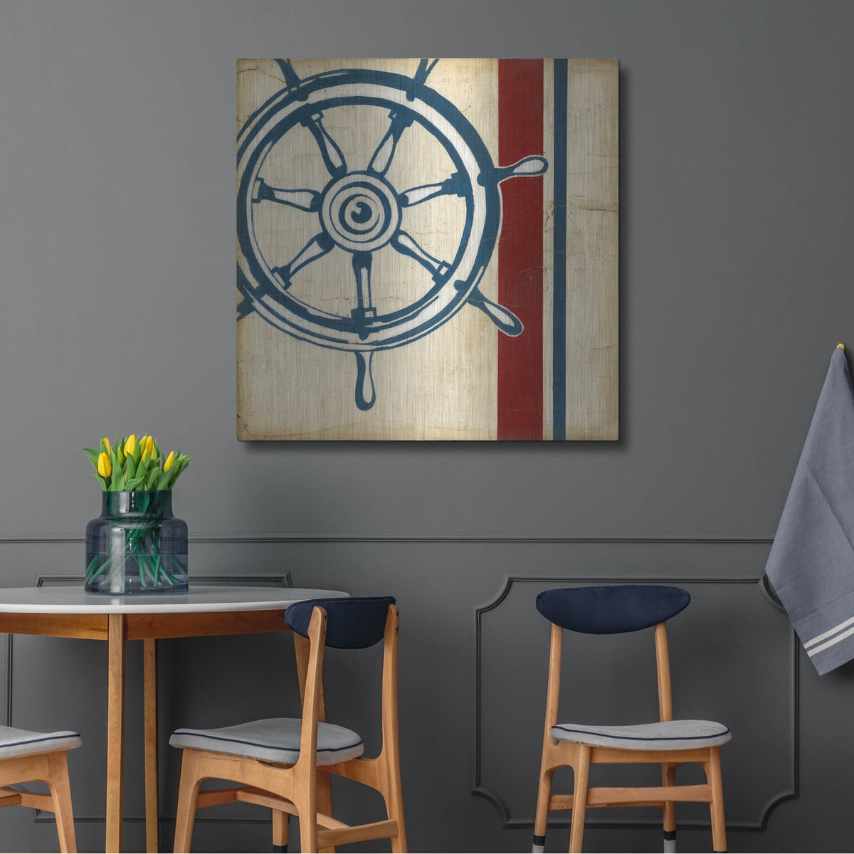 'Americana Captain's Wheel' by Ethan Harper – Metal Wall Art, 36x36 room view