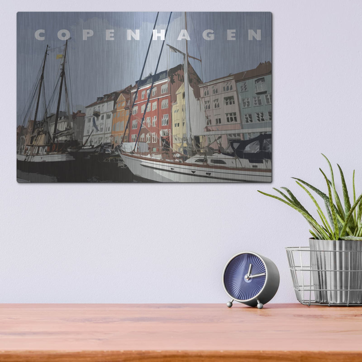 'Copenhagen Poster' by Linda Woods – Metal Wall Art, 16x12 room view