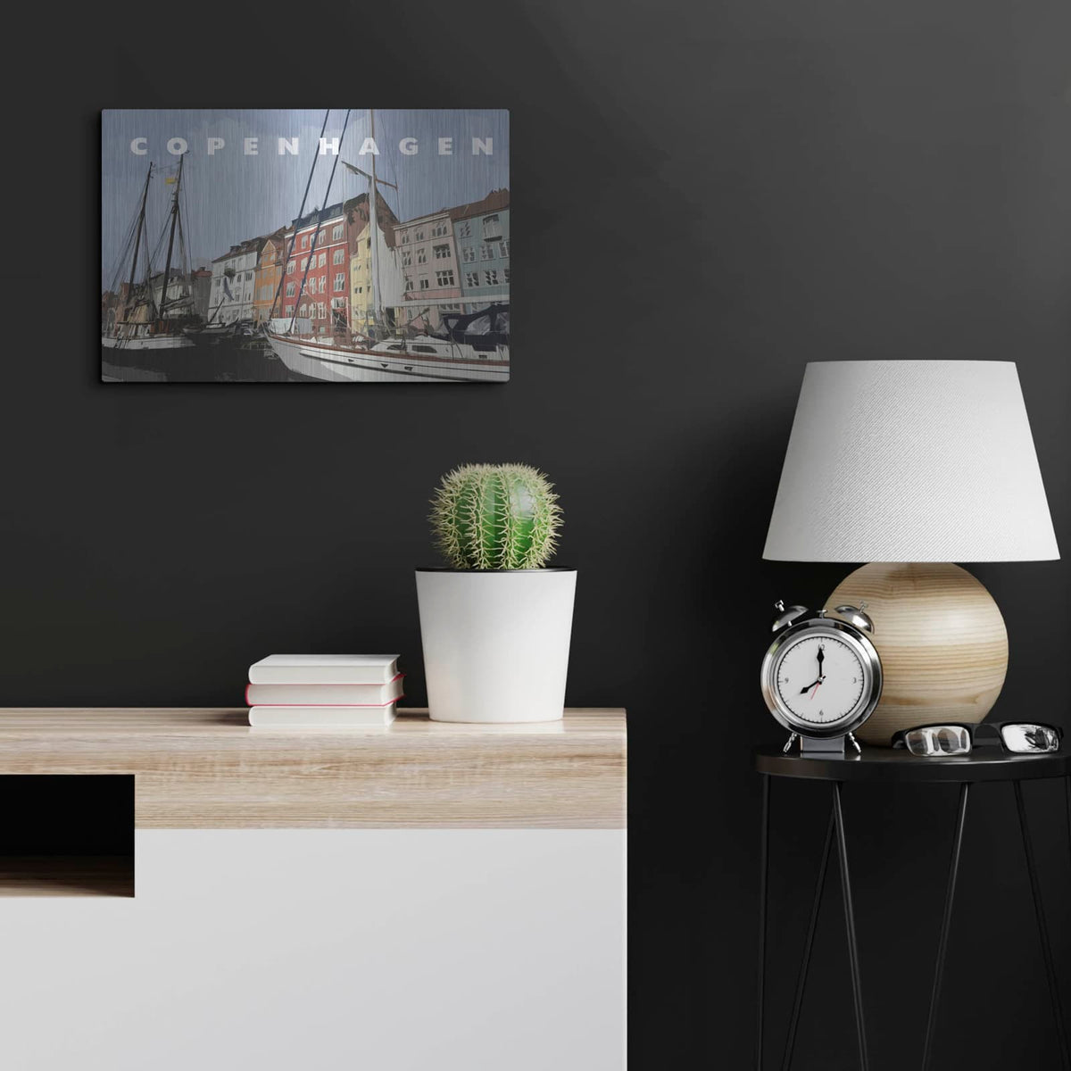 'Copenhagen Poster' by Linda Woods – Metal Wall Art, 24x16 room view