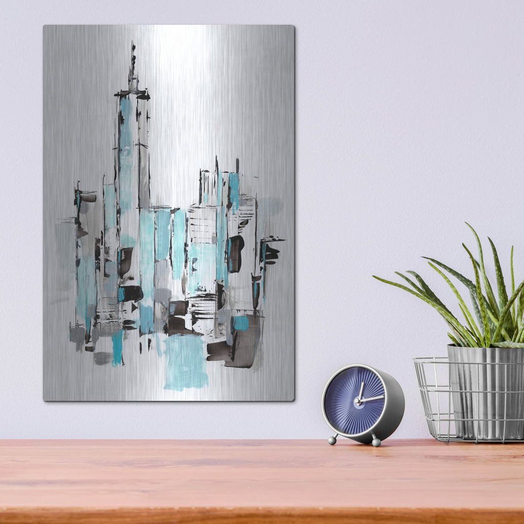 'Blue City II' by Ethan Harper – Metal Wall Art, 12x16 room view