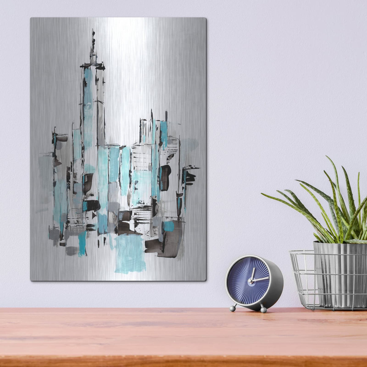 'Blue City II' by Ethan Harper – Metal Wall Art, 12x16 room view