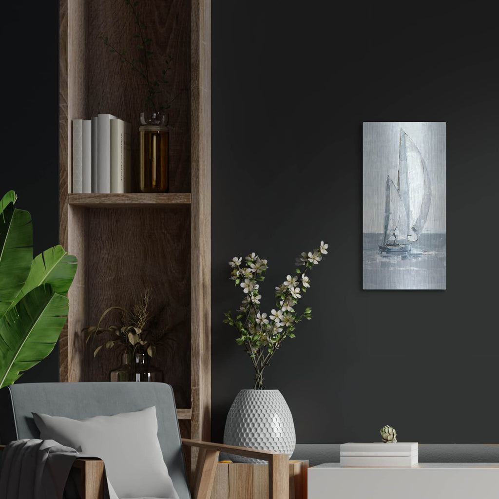 'Grey Seas II' by Ethan Harper – Metal Wall Art, 12x24 room view