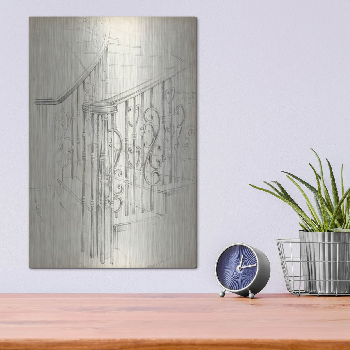 'Iron Railing Design II' by Ethan Harper – Metal Wall Art, 12x16 room view