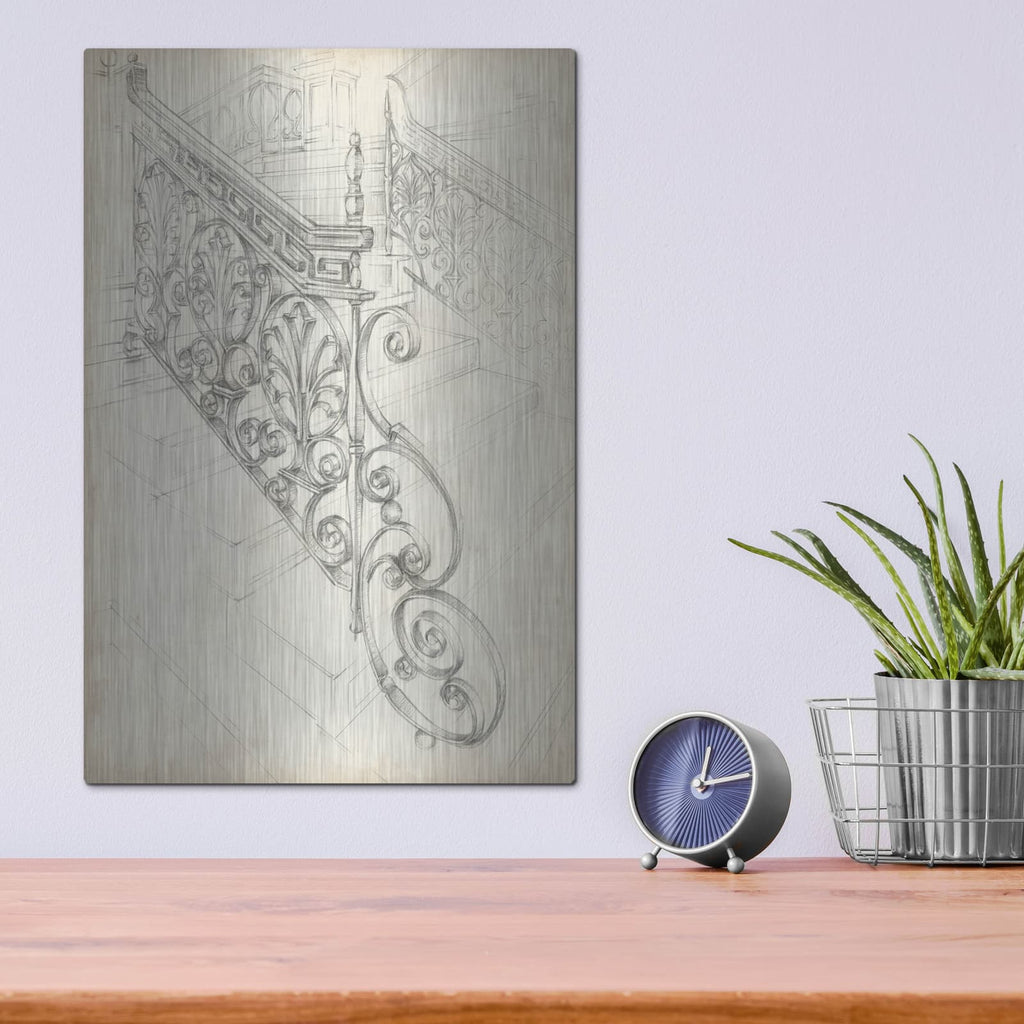 'Iron Railing Design I' by Ethan Harper – Metal Wall Art, 12x16 room view