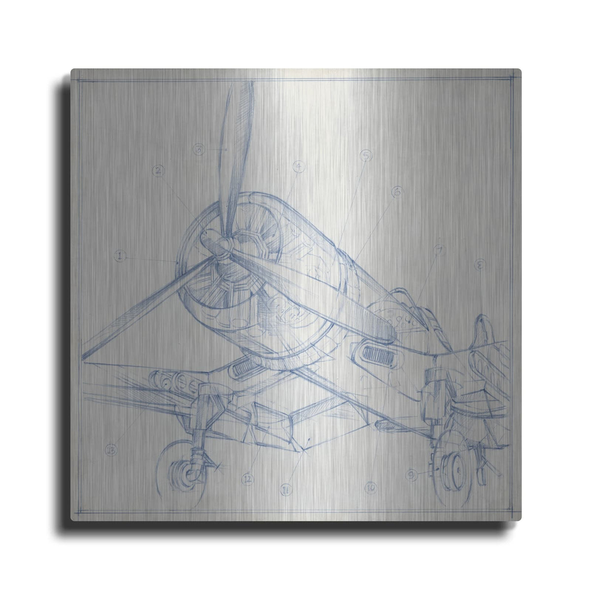'Airplane Mechanical Sketch II' by Ethan Harper – Metal Wall Art