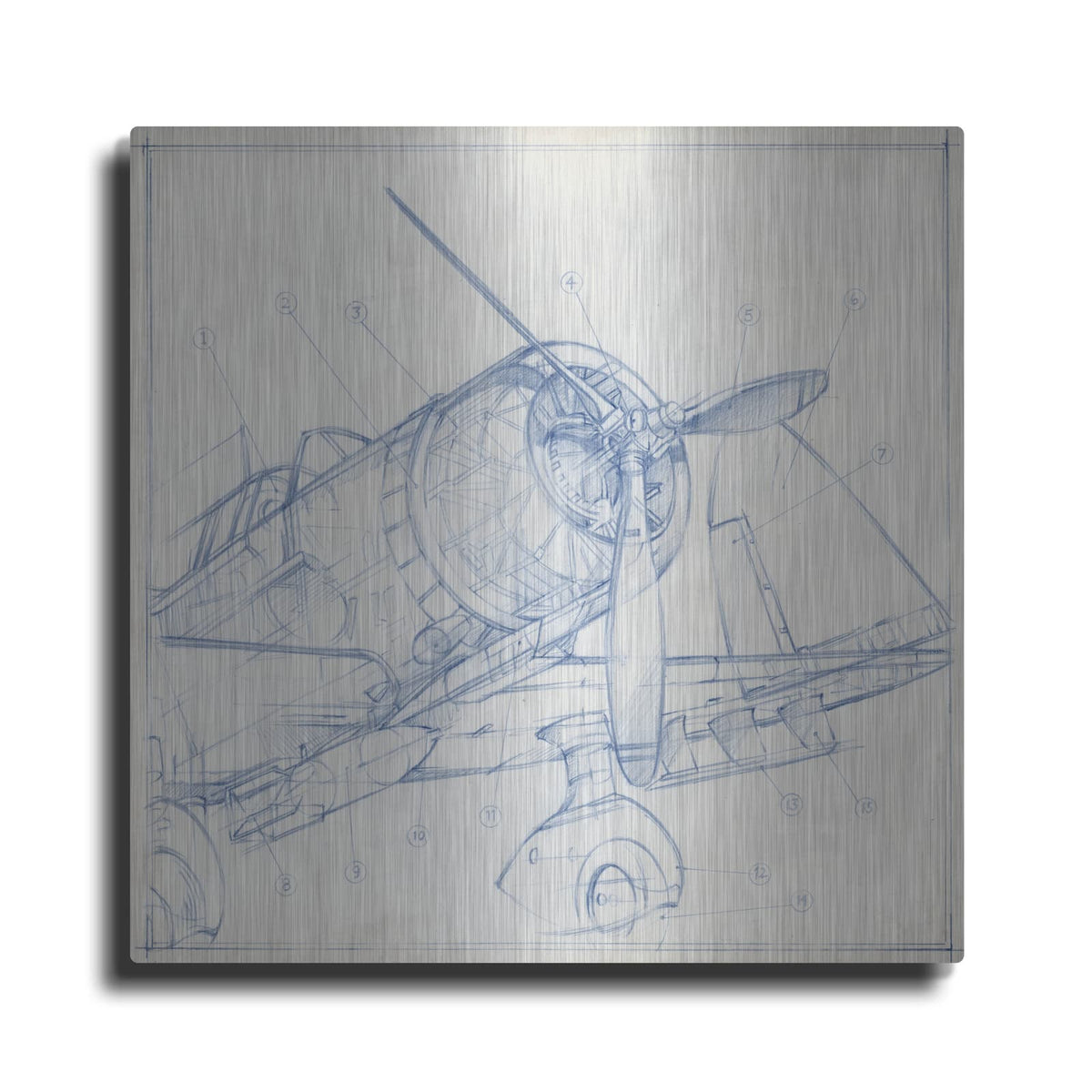 'Airplane Mechanical Sketch I' by Ethan Harper – Metal Wall Art