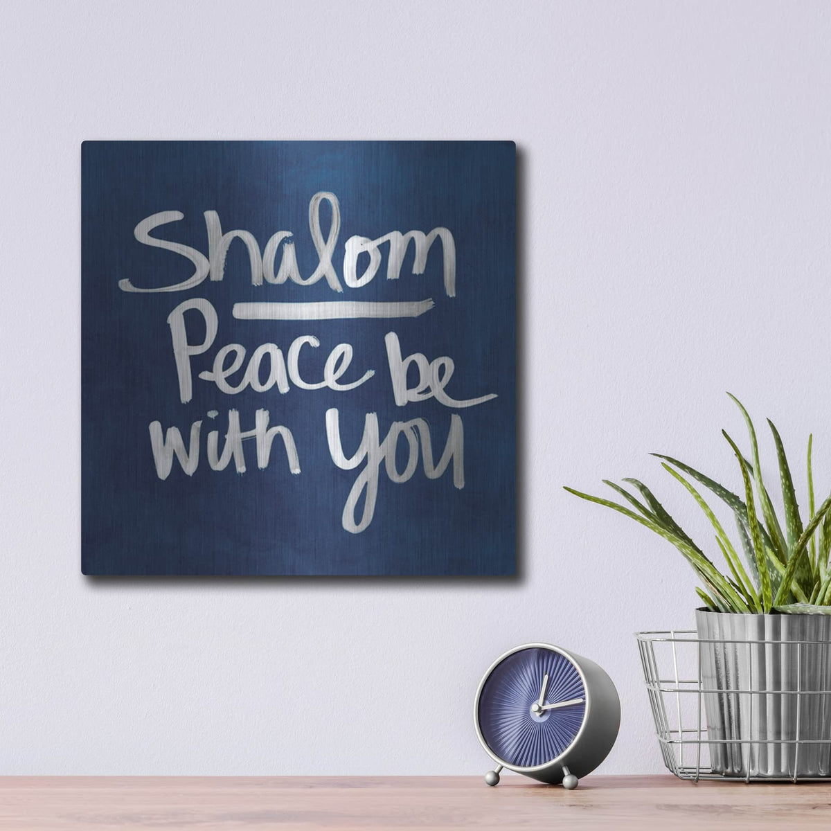 'Shalom - Hanukkah' by Linda Woods – Metal Wall Art, 12x12 room view