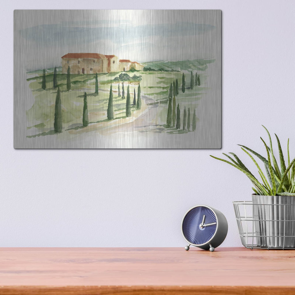 'Watercolor Tuscan Villa I' by Ethan Harper – Metal Wall Art, 16x12 room view