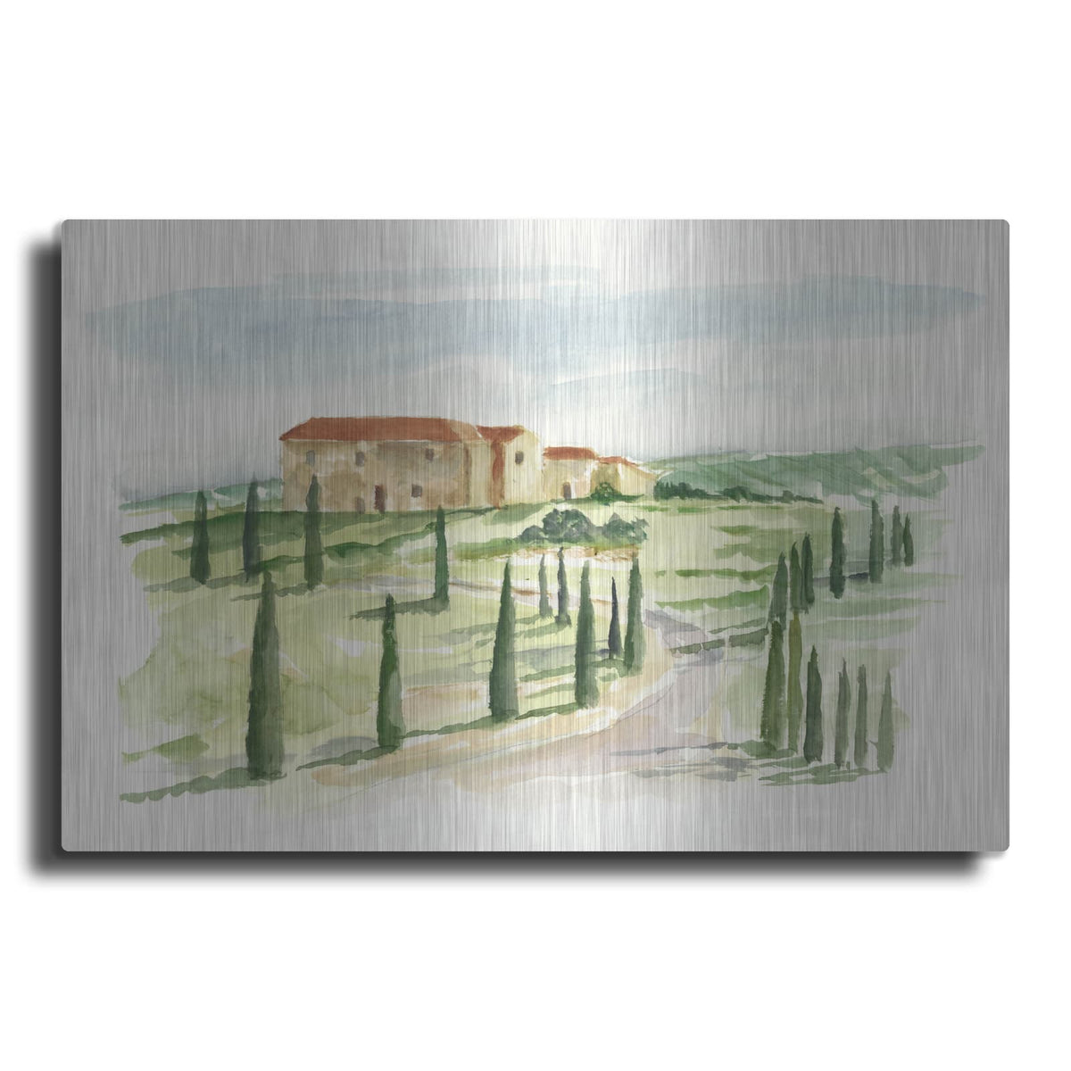 'Watercolor Tuscan Villa I' by Ethan Harper – Metal Wall Art