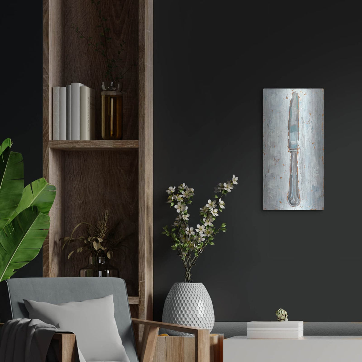 'Impressionist Flatware III' by Ethan Harper – Metal Wall Art, 12x24 room view