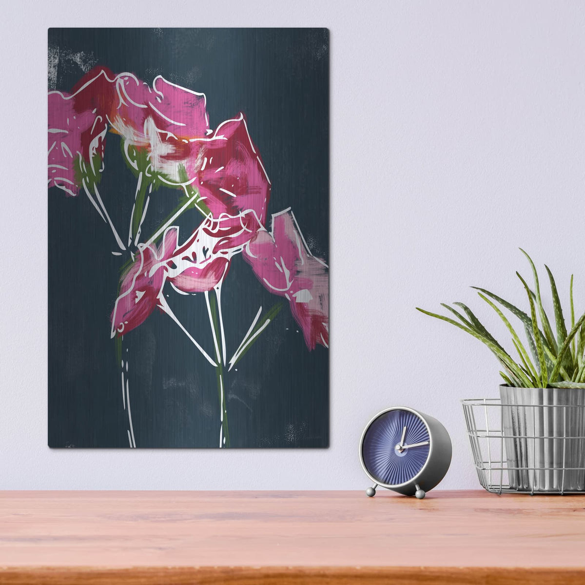 'Geraniums' by Linda Woods – Metal Wall Art, 12x16 room view