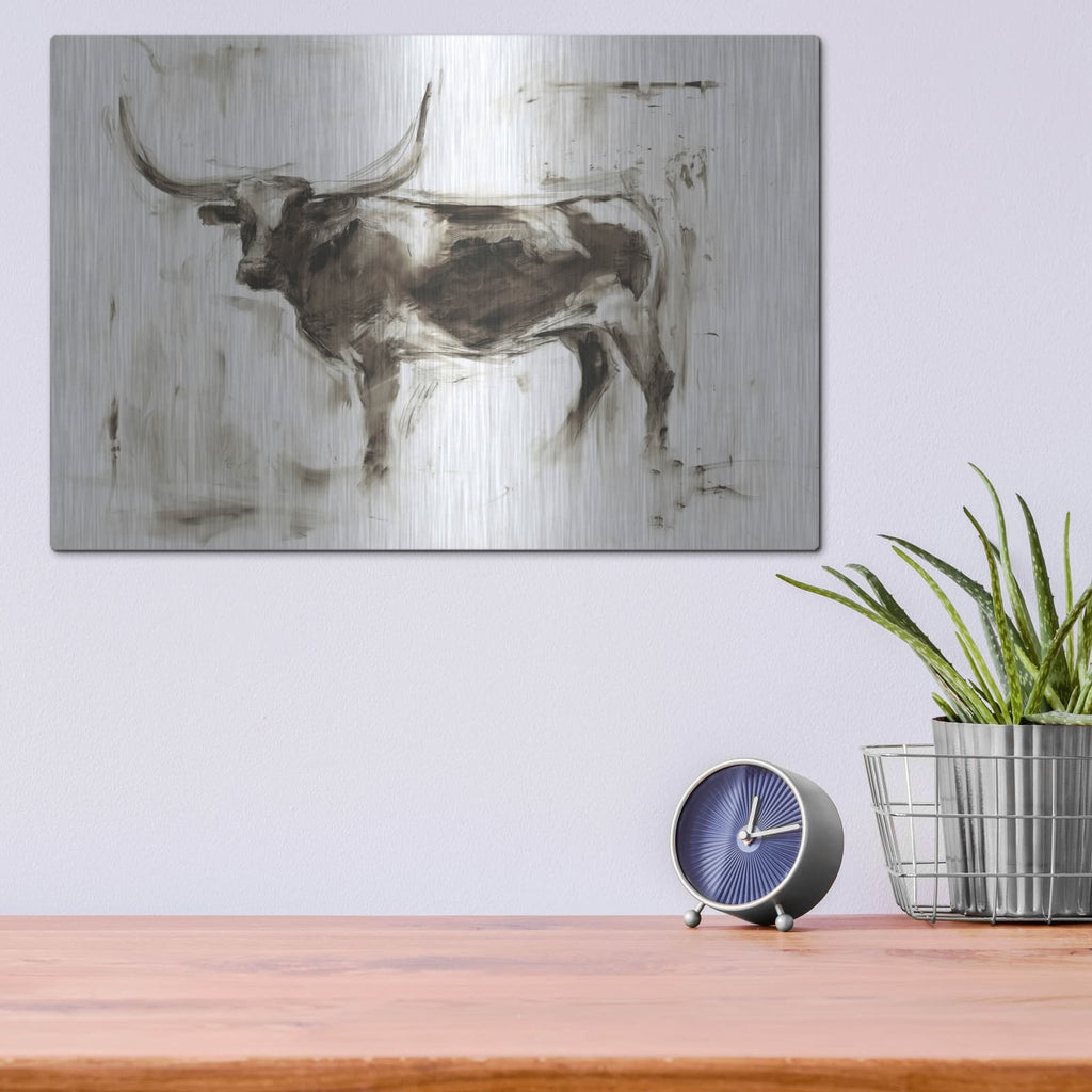 'Longhorn Study II' by Ethan Harper – Metal Wall Art, 16x12 room view