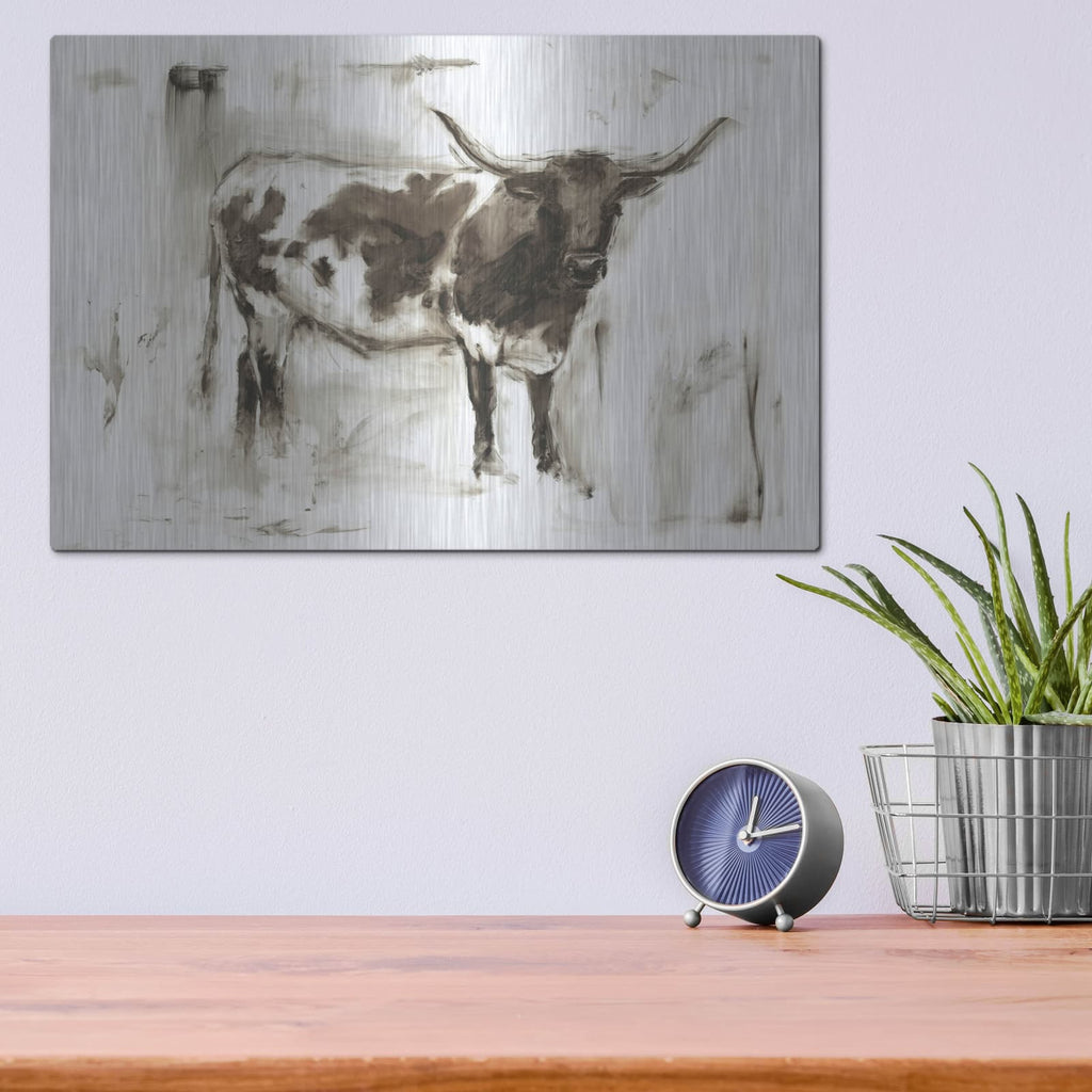 'Longhorn Study I' by Ethan Harper – Metal Wall Art, 16x12 room view