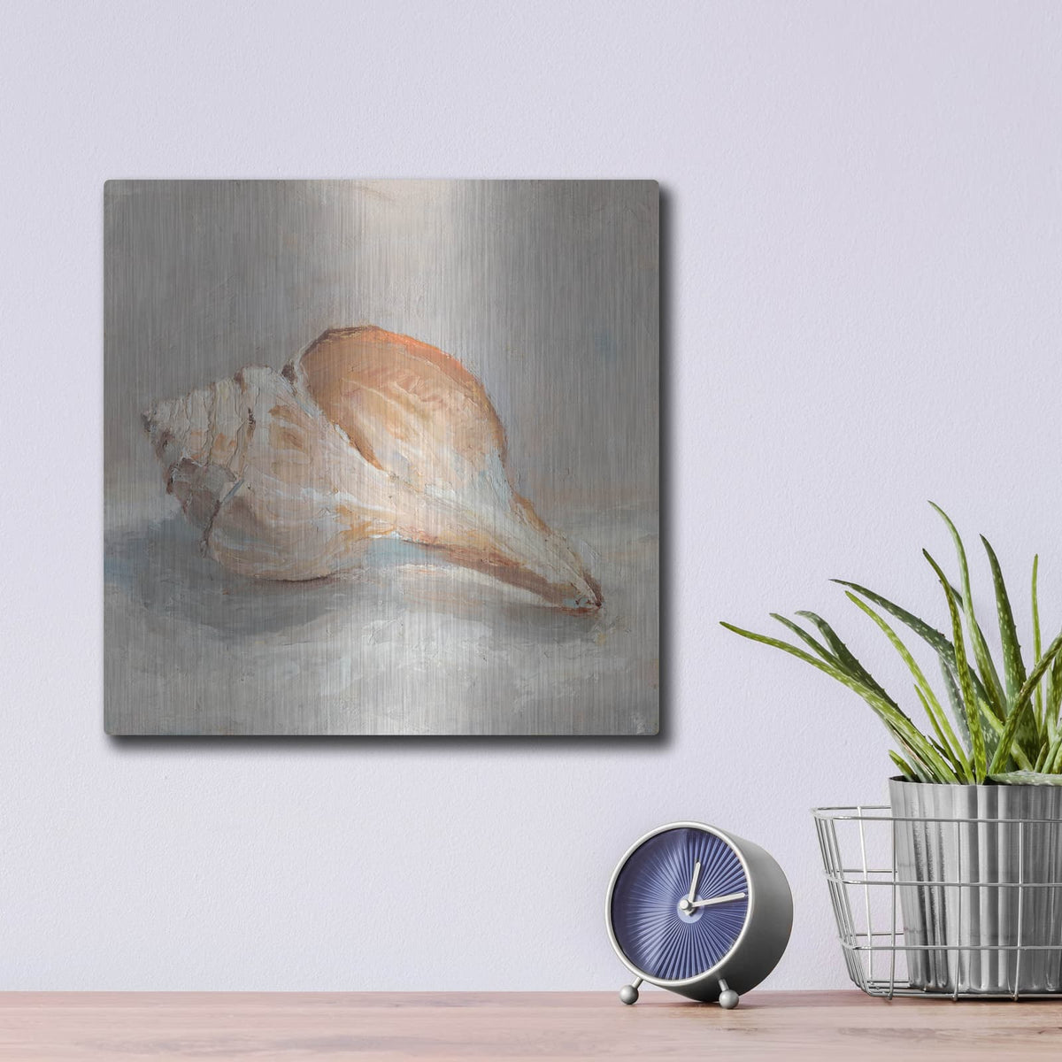 'Impressionist Shell Study III' by Ethan Harper – Metal Wall Art, 12x12 room view