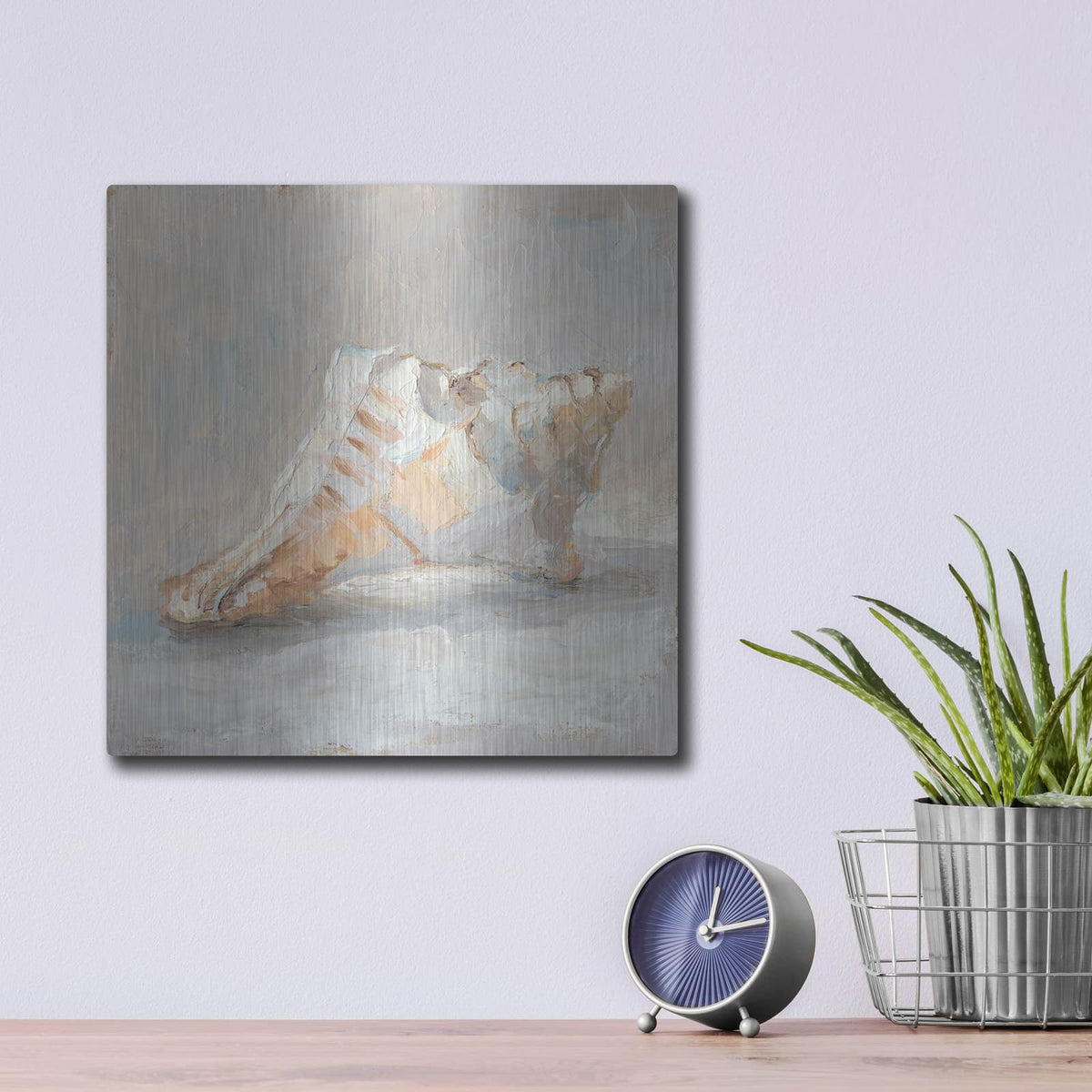 'Impressionist Shell Study I' by Ethan Harper – Metal Wall Art, 12x12 room view