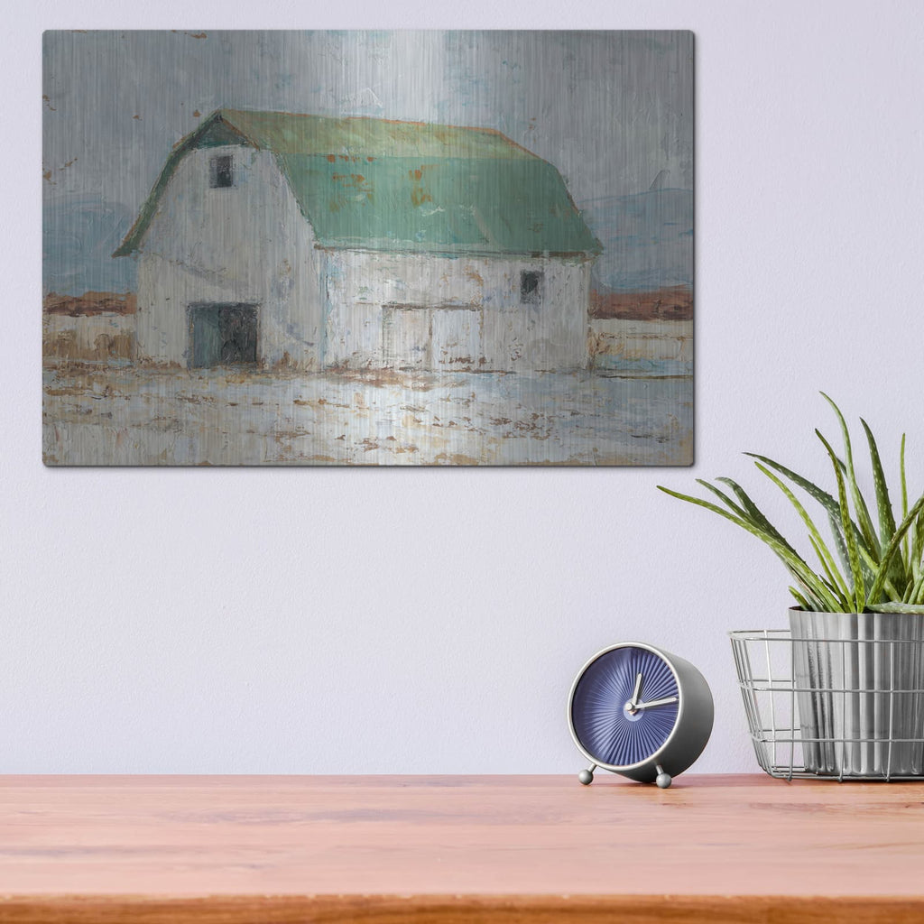 'Whitewashed Barn II' by Ethan Harper – Metal Wall Art, 16x12 room view