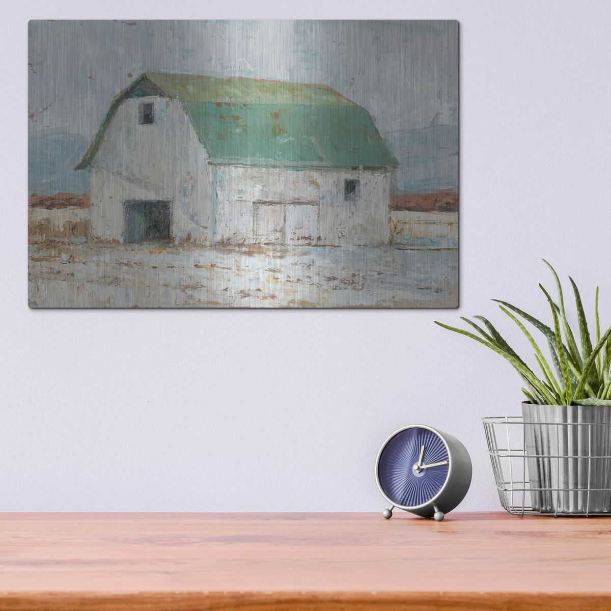 'Whitewashed Barn II' by Ethan Harper – Metal Wall Art, 16x12 room view