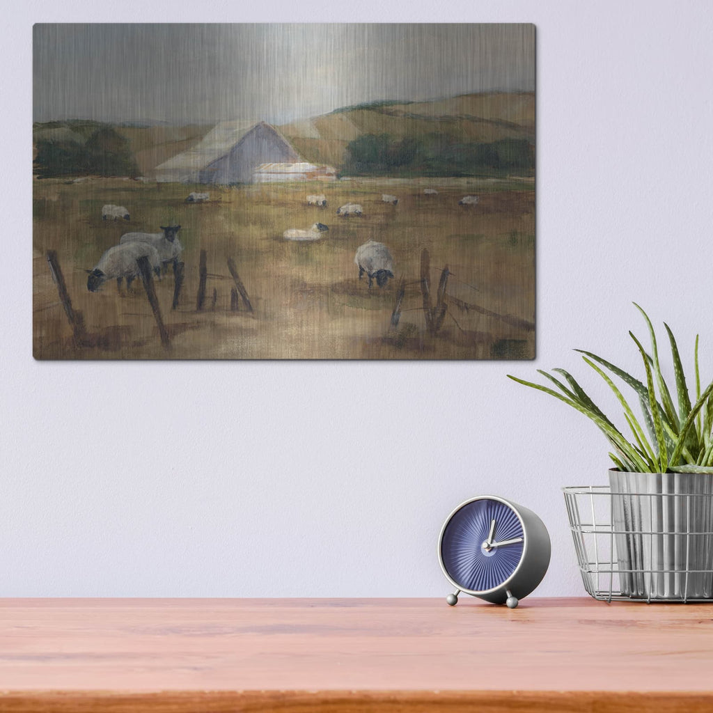 'Grazing Sheep I' by Ethan Harper – Metal Wall Art, 16x12 room view
