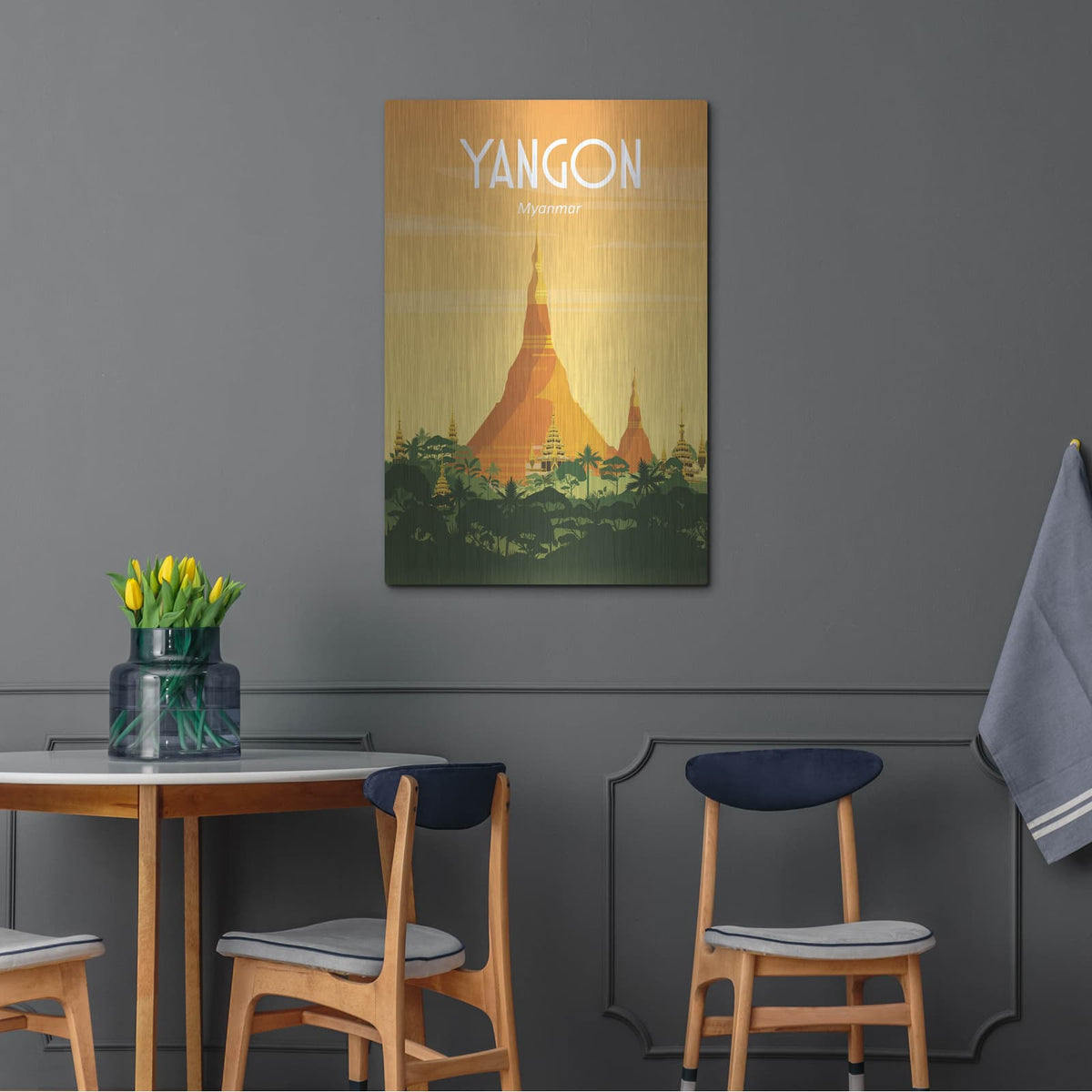'Yangon Myanmar' by Arctic Frame – Metal Wall Art, 24x36 room view
