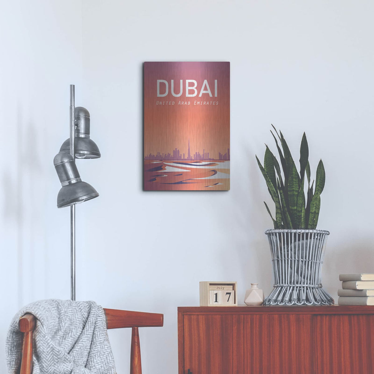 'Dubai' by Arctic Frame – Metal Wall Art, 16x24 room view