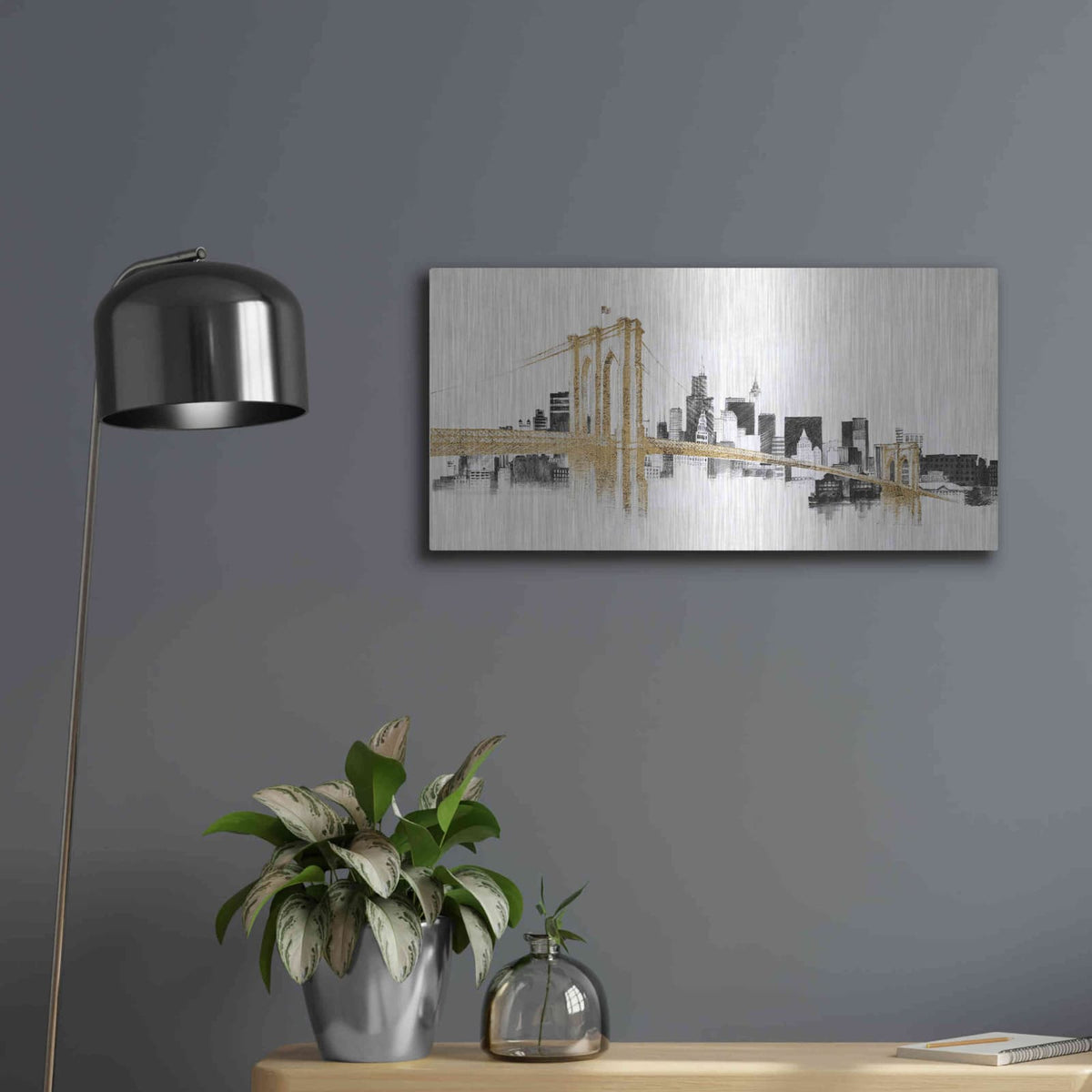 'Skyline Crossings' by Avery Tillmon – Metal Wall Art, 24x12 room view