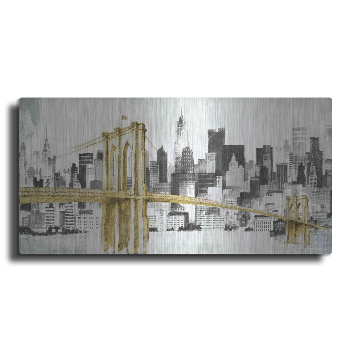 'New York Skyline I Yellow Bridge' by Avery Tillmon – Metal Wall Art