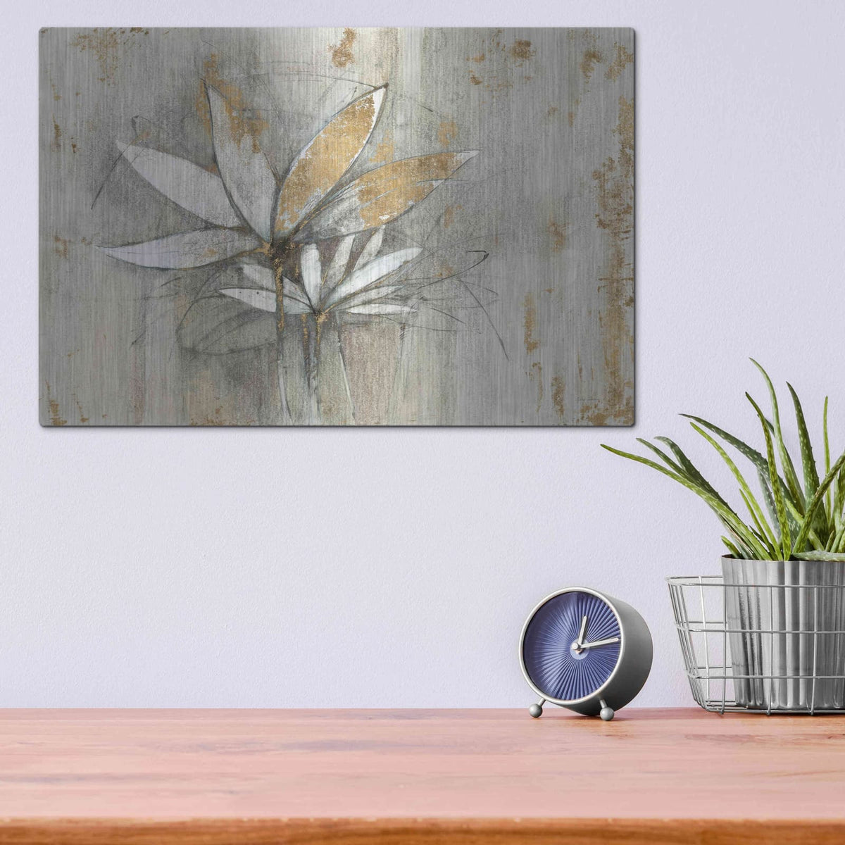 'Windflowers Gold' by Avery Tillmon – Metal Wall Art, 16x12 room view