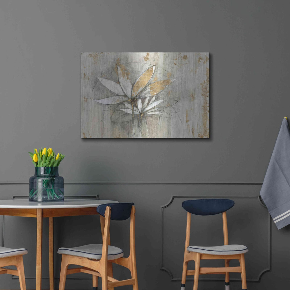 'Windflowers Gold' by Avery Tillmon – Metal Wall Art, 36x24 room view