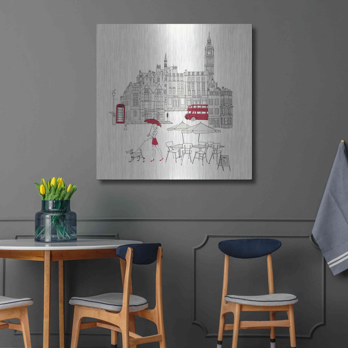 'World Cafes' by Avery Tillmon – Metal Wall Art, 36x36 room view
