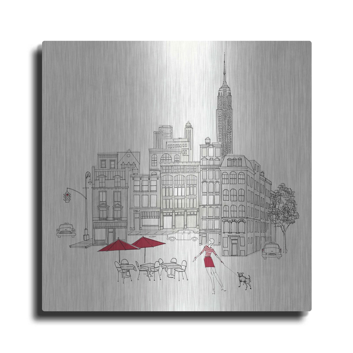 'World Cafe III NYC Red' by Avery Tillmon – Metal Wall Art