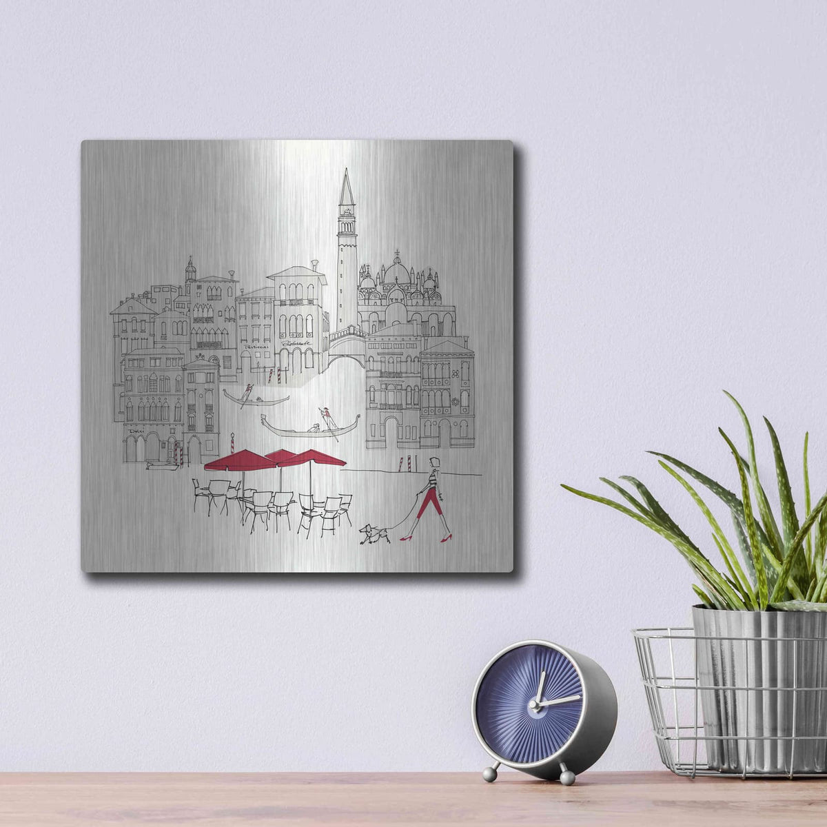 'World Cafe IV Venice Red' by Avery Tillmon – Metal Wall Art, 12x12 room view
