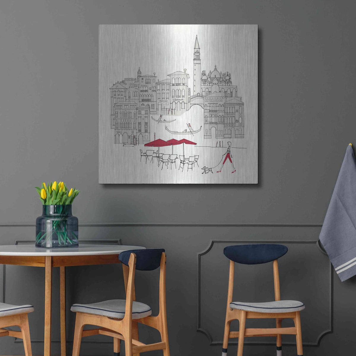 'World Cafe IV Venice Red' by Avery Tillmon – Metal Wall Art, 36x36 room view