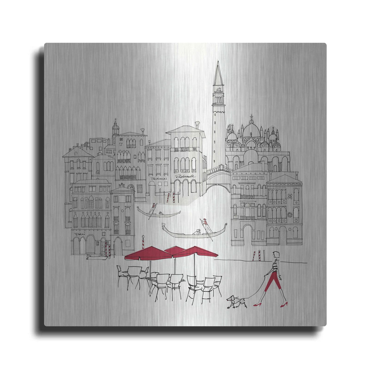 'World Cafe IV Venice Red' by Avery Tillmon – Metal Wall Art
