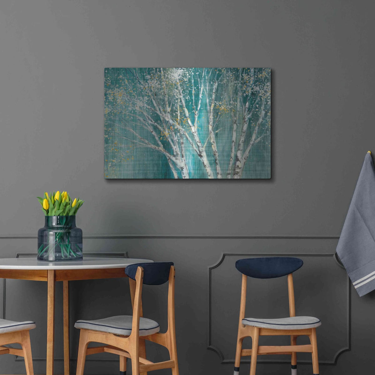 'Blue Birch' by Julia Purinton – Metal Wall Art, 36x24 room view