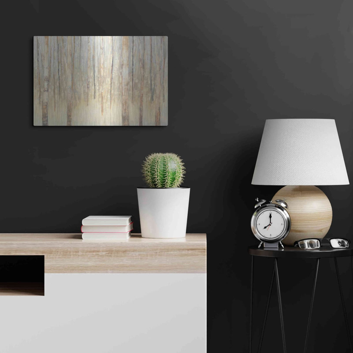 'Birches In Winter' by Julia Purinton – Metal Wall Art, 24x16 room view