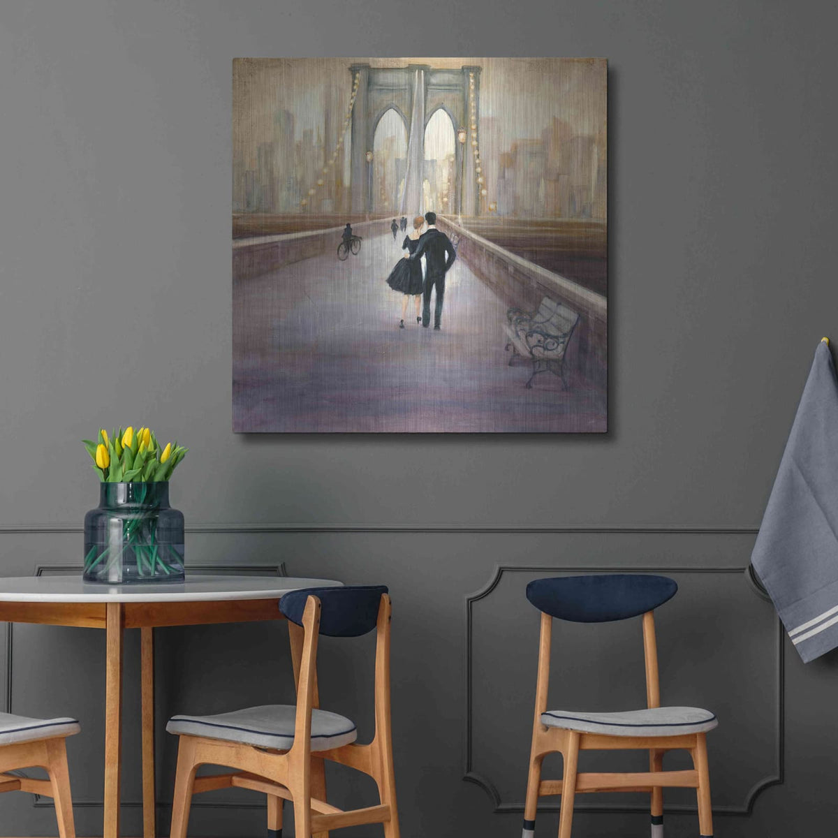 'Bridge to New York' by Julia Purinton – Metal Wall Art, 36x36 room view