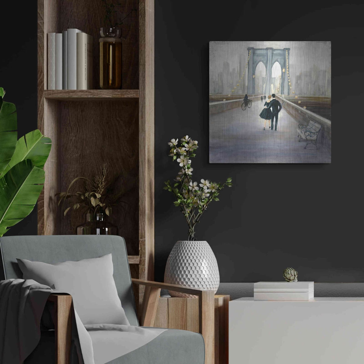 'Bridge to NY V2' by Julia Purinton – Metal Wall Art, 24x24 room view