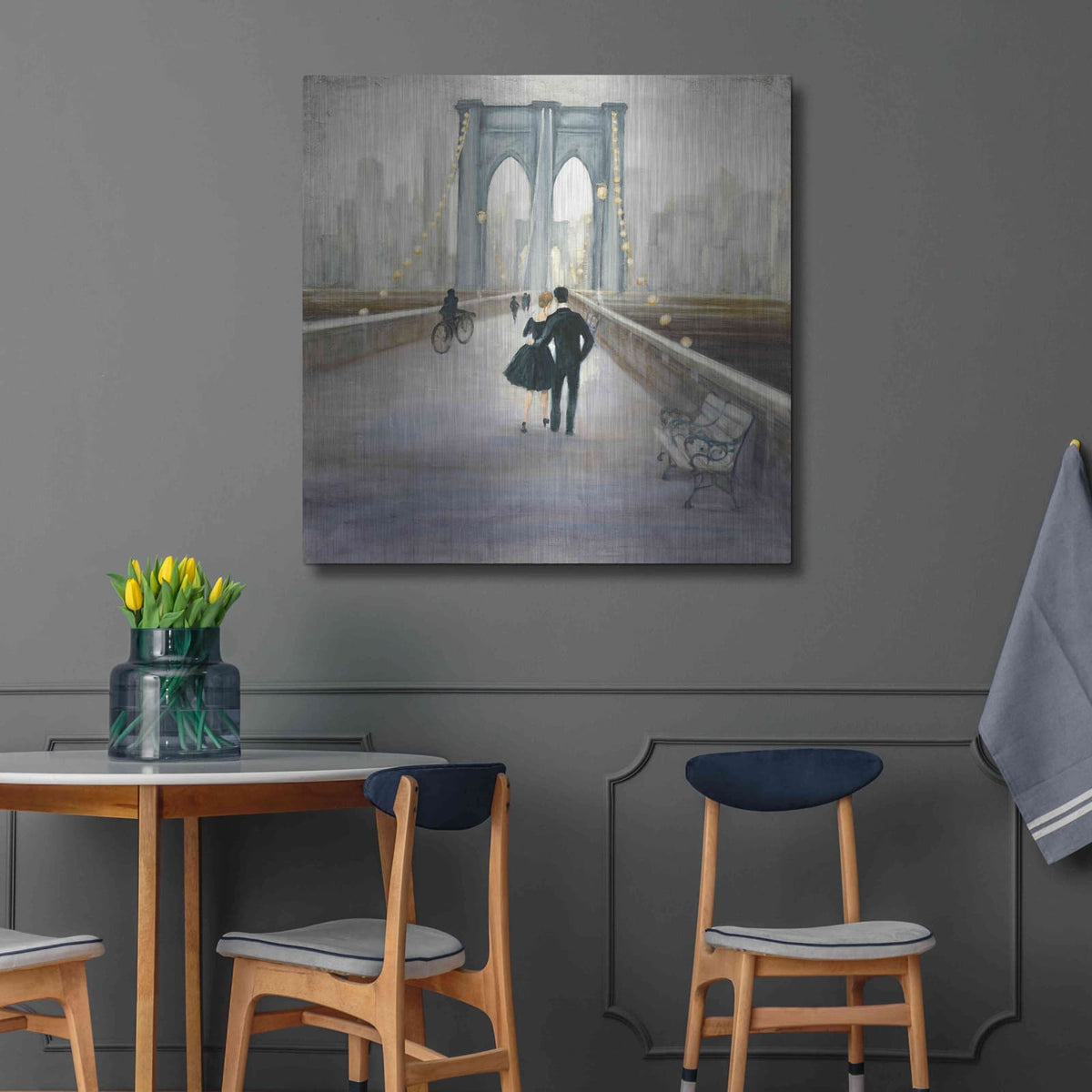 'Bridge to NY V2' by Julia Purinton – Metal Wall Art, 36x36 room view