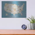 'Vintage USA on Blue' by Courtney Prahl – Metal Wall Art, 16x12 room view