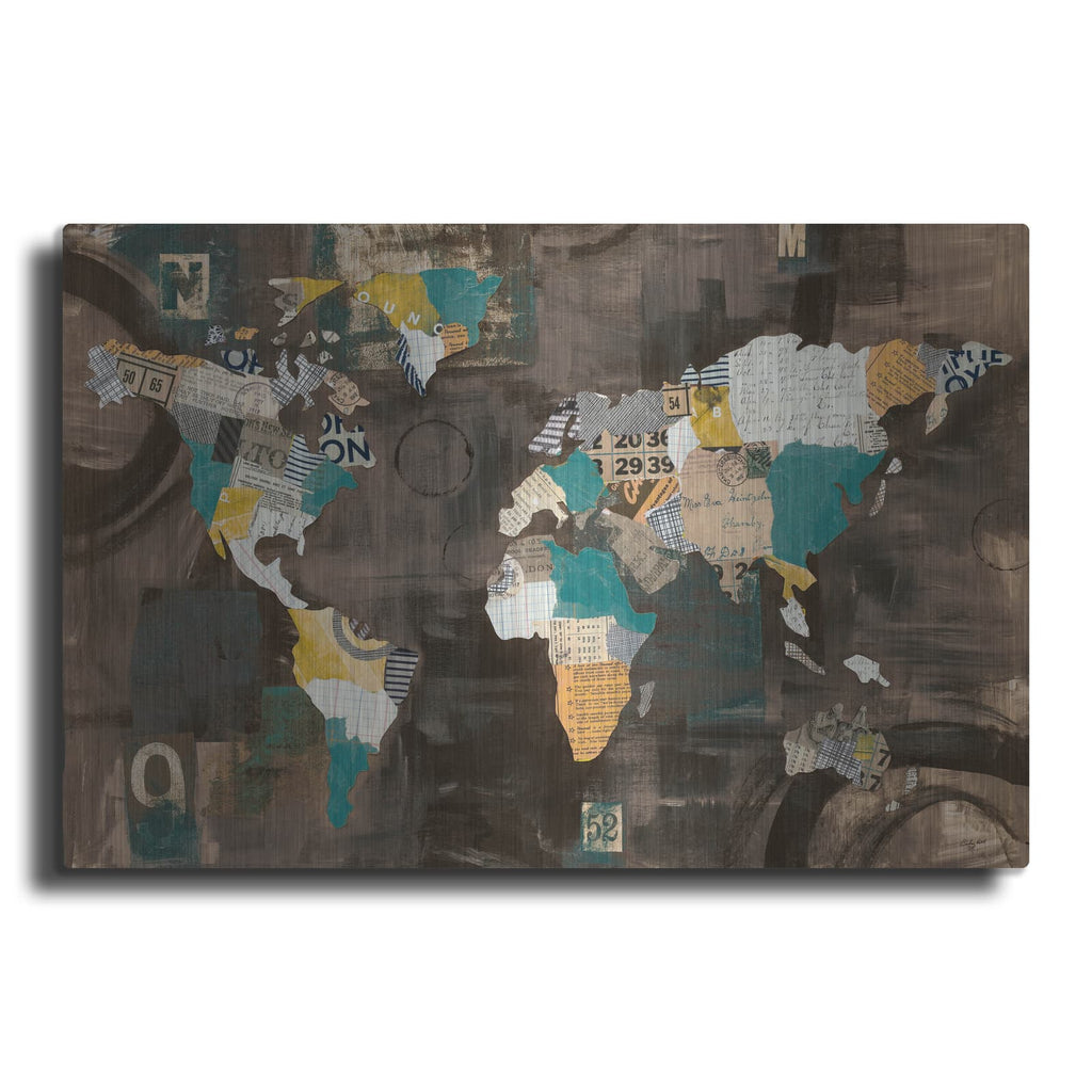 'Golden World on Brown' by Courtney Prahl – Metal Wall Art